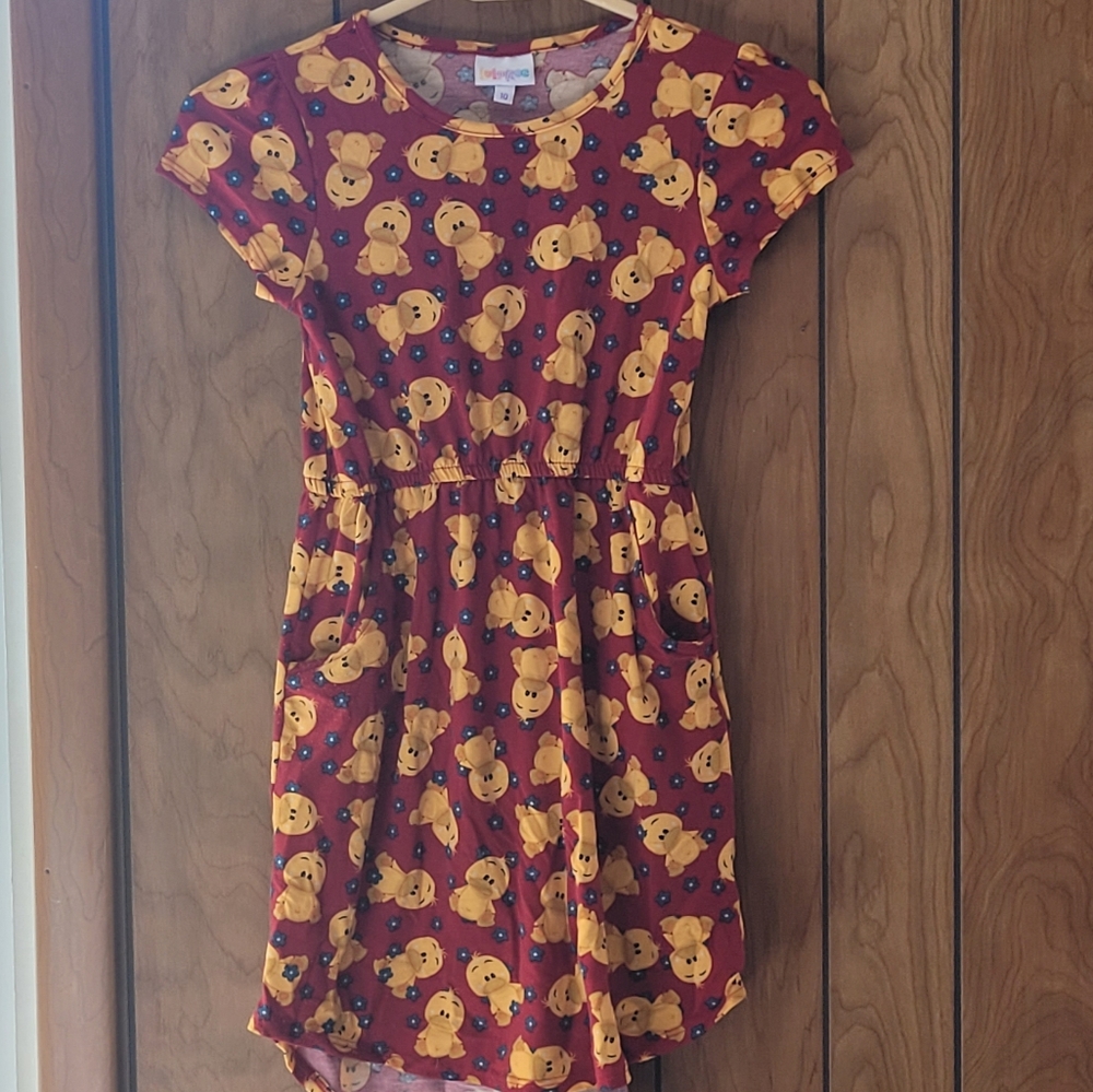 Sz 10 - LuLaRoe - Ducky Dress w/ Pockets - Red & Gold